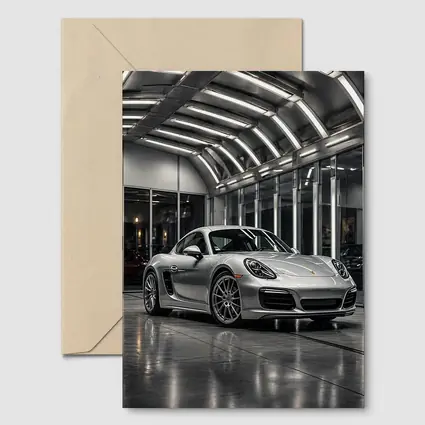 Silver Porsche Cayman Inside Modern Garage