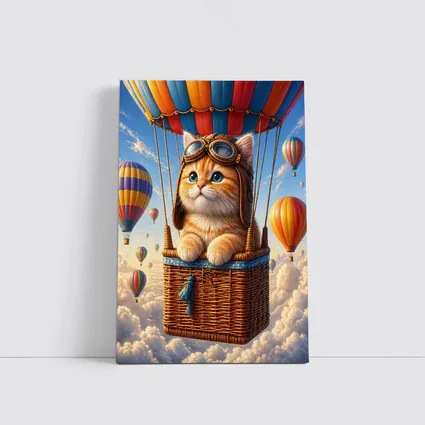 Ginger Kitten Pilot Hot Air Balloon Sky