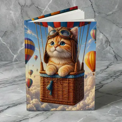 Ginger Kitten Pilot Hot Air Balloon Sky