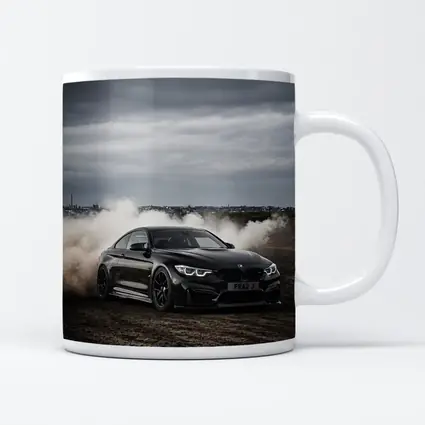 BMW M4 Black Burnout Smoke Dramatic Sky