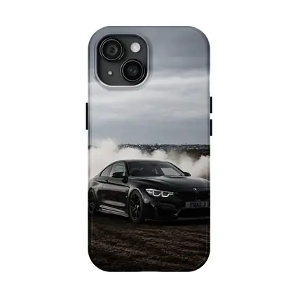 BMW M4 Black Burnout Smoke Dramatic Sky