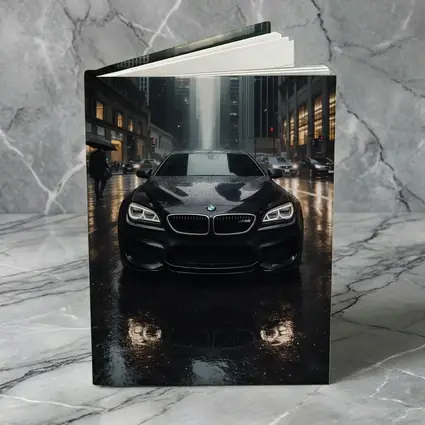 BMW M6 Black Rainy City Street Night