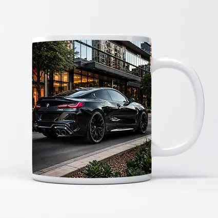 BMW M8 Black Coupe Urban Street Setting