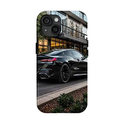 BMW M8 Black Coupe Urban Street Setting