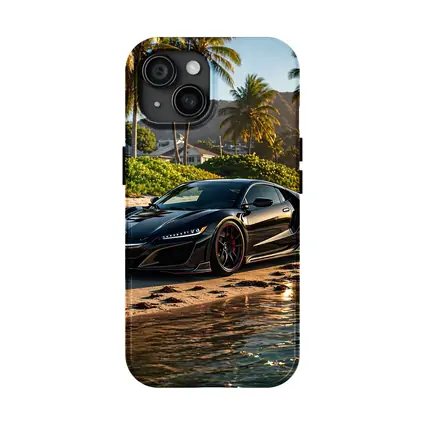 Black Honda NSX Parked On Sandy Beach