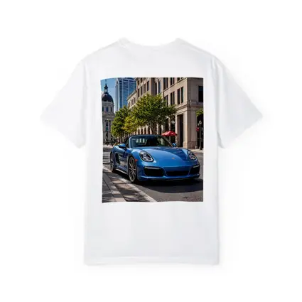 Blue Porsche Boxster Parked Downtown City Street