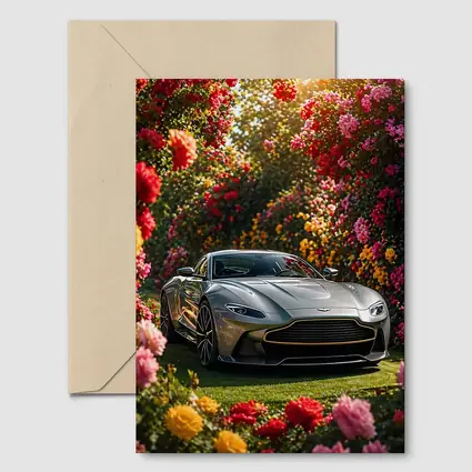 Aston Martin Vantage Gray Sports Car Garden
