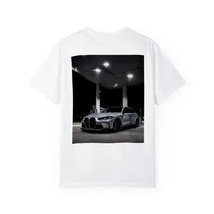 BMW M3 Gray Sedan Night Gas Station