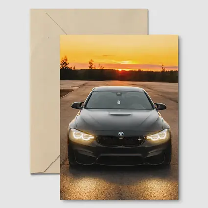 BMW M4 Matte Black Sunset Front View