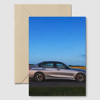 BMW 3 Series Silver Sedan Starry Night Field