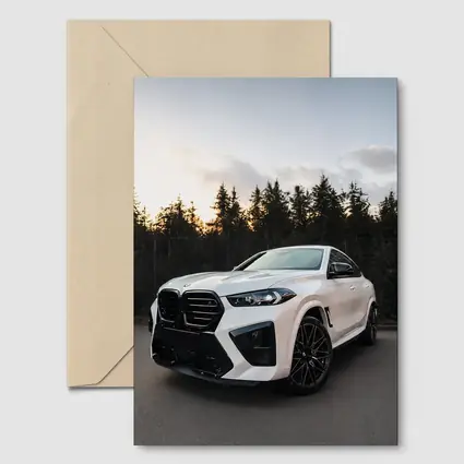 BMW X6 M White Forest Sunset