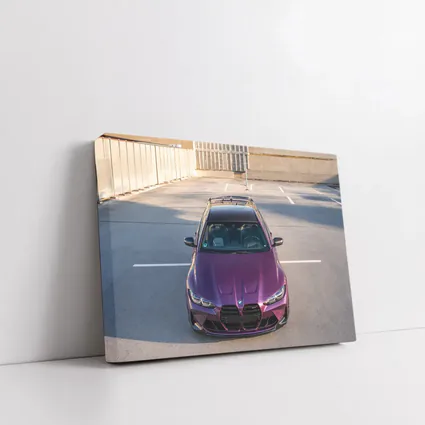 Purple BMW M4 Aerial View Parking Lot