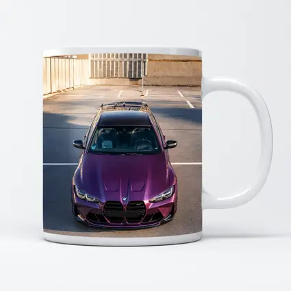 Purple BMW M4 Aerial View Parking Lot