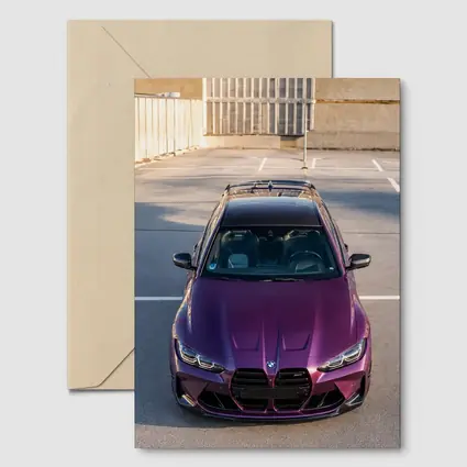 Purple BMW M4 Aerial View Parking Lot