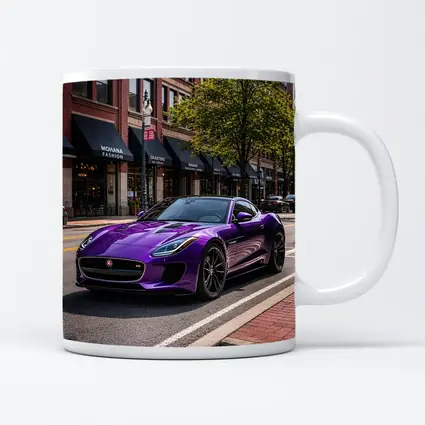 Purple Jaguar F-Type Parked Downtown Street