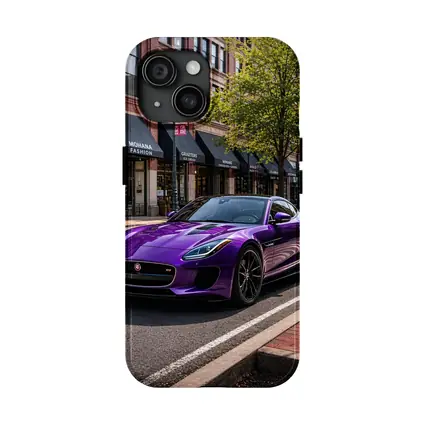 Purple Jaguar F-Type Parked Downtown Street