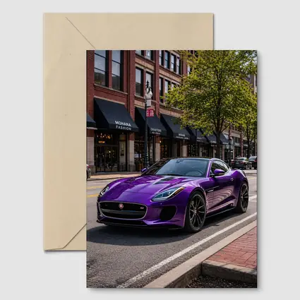 Purple Jaguar F-Type Parked Downtown Street