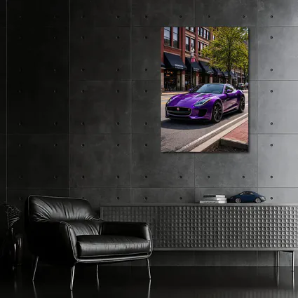 Purple Jaguar F-Type Parked Downtown Street