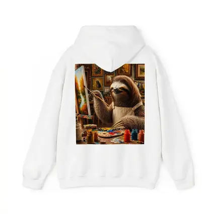 Sloth Artist Painting in Cozy Studio