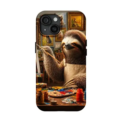 Sloth Artist Painting in Cozy Studio