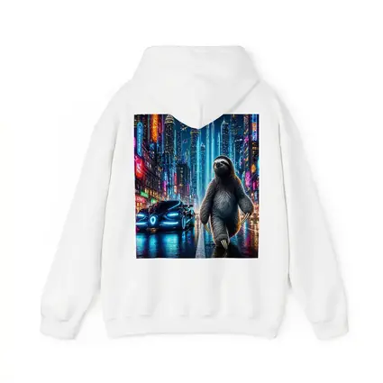 Sloth Walking Neon Cyberpunk City Night
