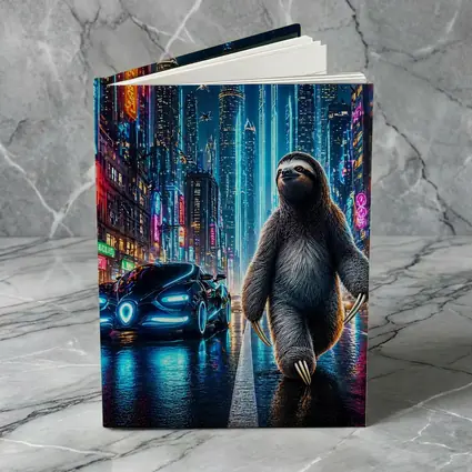 Sloth Walking Neon Cyberpunk City Night