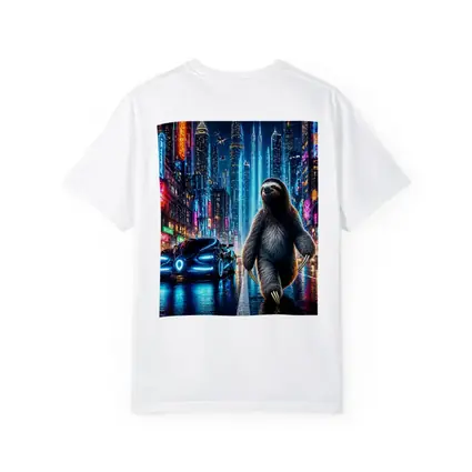 Sloth Walking Neon Cyberpunk City Night