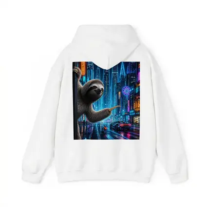 Sloth Hanging in Neon Cyberpunk City