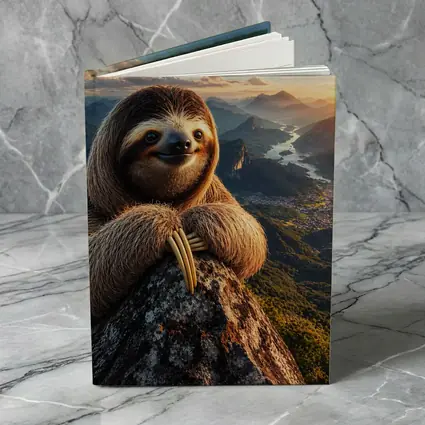 Sloth Perched on Mountain Summit Sunset View