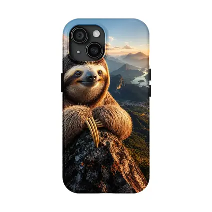 Sloth Perched on Mountain Summit Sunset View