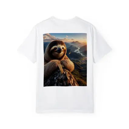 Sloth Perched on Mountain Summit Sunset View
