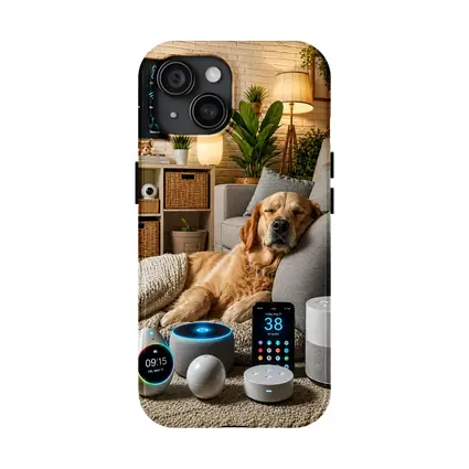 Golden Retriever Relaxing in Smart Home