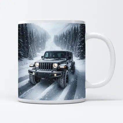Jeep Wrangler Driving Snow Covered Winter Road