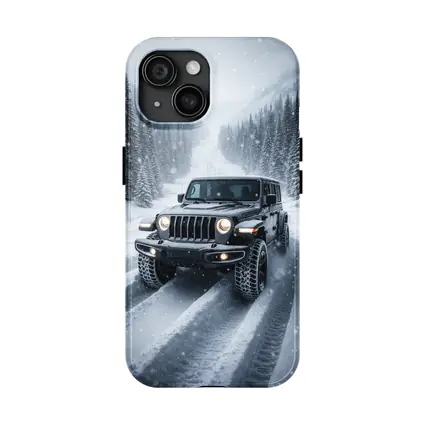 Jeep Wrangler Driving Snow Covered Winter Road