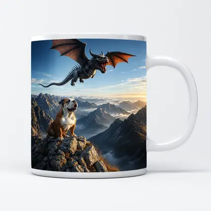 Bulldog and Dragon Over Mountain Peaks
