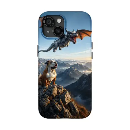 Bulldog and Dragon Over Mountain Peaks