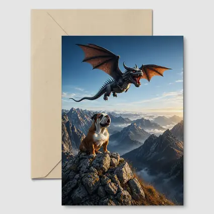 Bulldog and Dragon Over Mountain Peaks