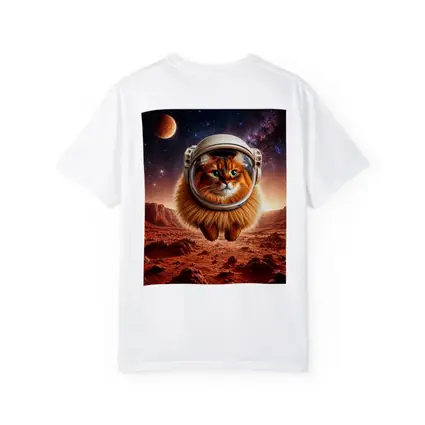 Somali Cat Astronaut Floating Over Mars