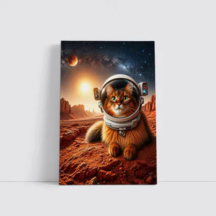 Somali Cat Astronaut on Mars Surface