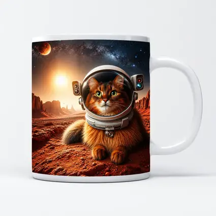 Somali Cat Astronaut on Mars Surface