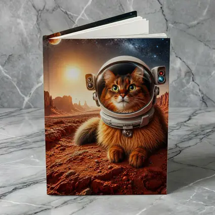 Somali Cat Astronaut on Mars Surface