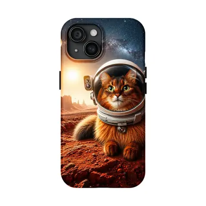 Somali Cat Astronaut on Mars Surface