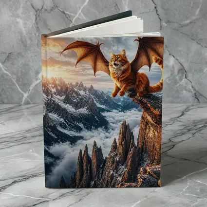 Dragon Wing Cat Over Snowy Mountain Peaks