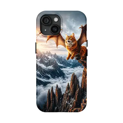 Dragon Wing Cat Over Snowy Mountain Peaks