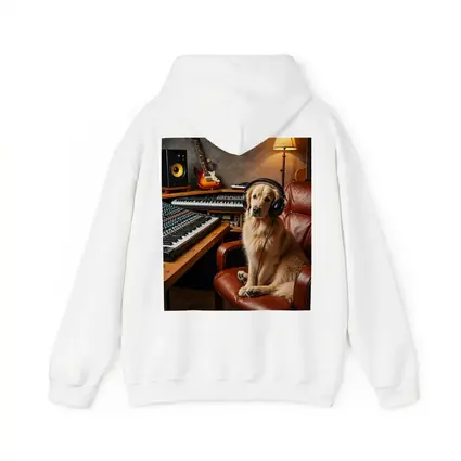Golden Retriever Producer in Music Studio