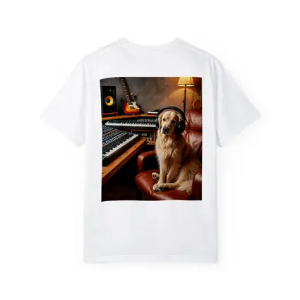 Golden Retriever Producer in Music Studio