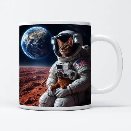 Abyssinian Cat Astronaut On Mars Earth