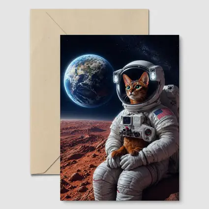 Abyssinian Cat Astronaut On Mars Earth