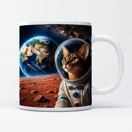 Abyssinian Cat Astronaut on Mars Earth