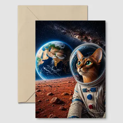 Abyssinian Cat Astronaut on Mars Earth